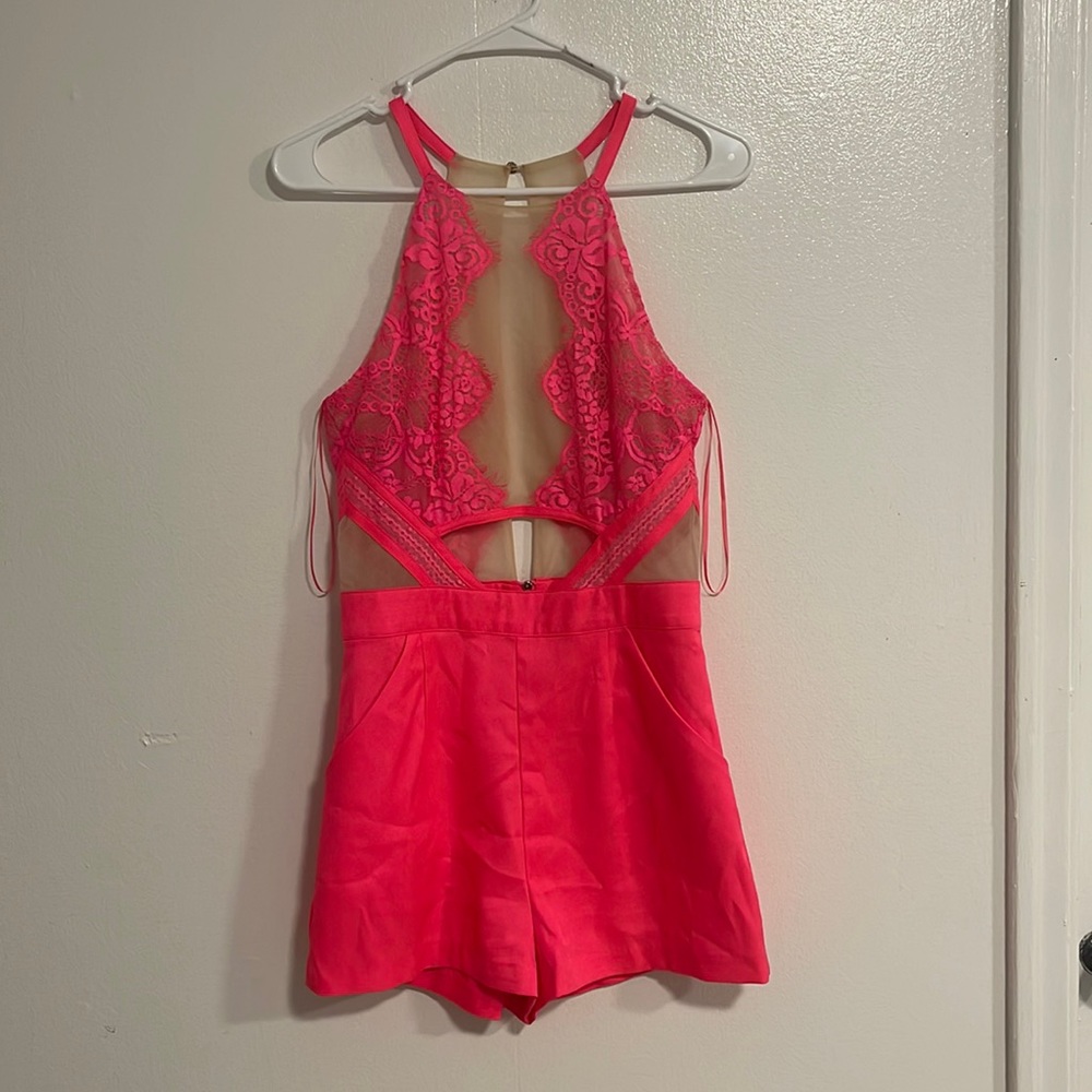 Luxxel hot pink see through romper